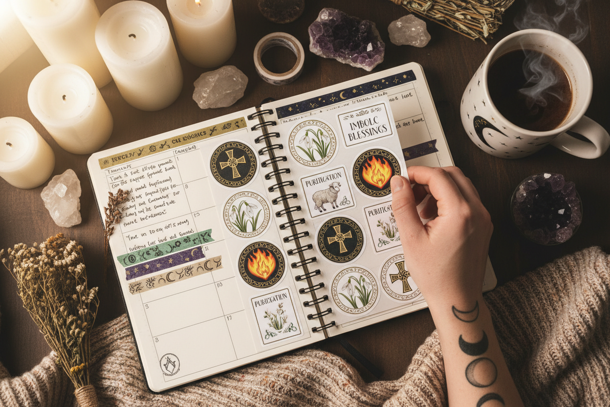 Imbolc Stickers in Planner